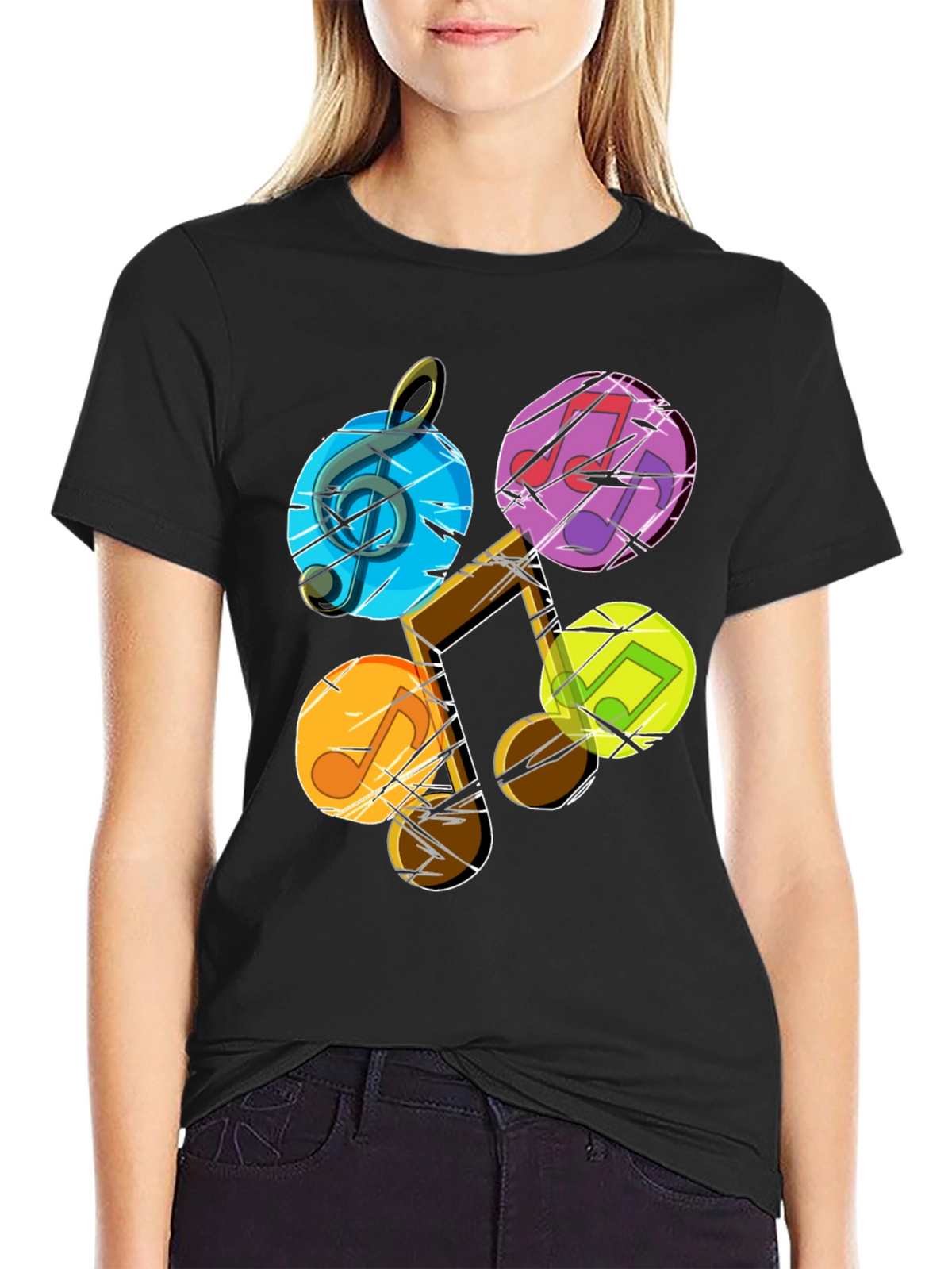 Musical Note Graphic Tee - Stylish Mens Black T-Shirt