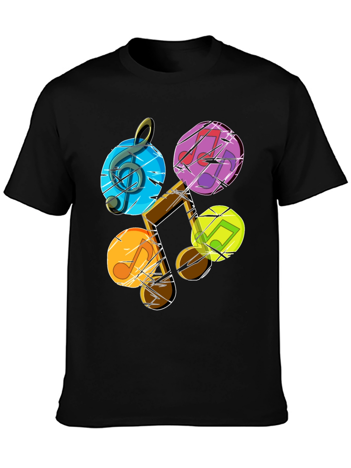 Musical Note Graphic Tee - Stylish Mens Black T-Shirt