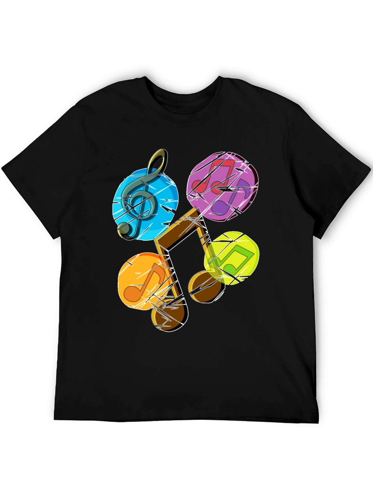 Musical Note Graphic Tee - Stylish Mens Black T-Shirt