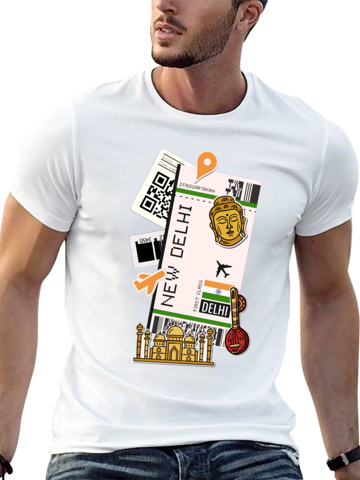 New Delhi Travel Ticket Graphic Tee