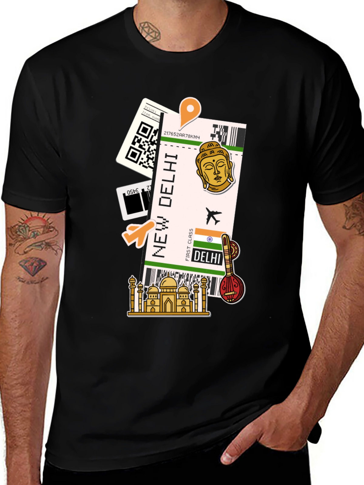 New Delhi Travel Ticket Graphic Tee