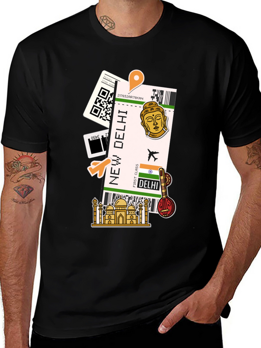 New Delhi Travel Ticket Graphic Tee