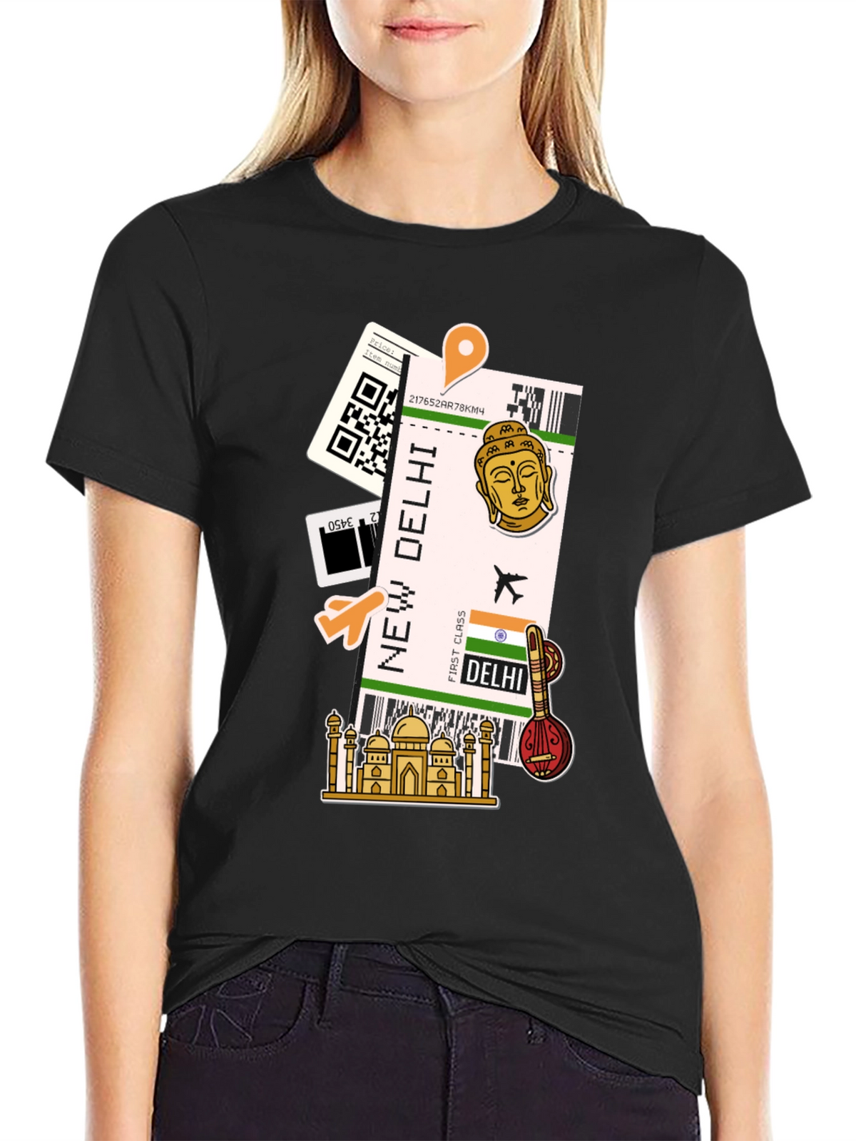 New Delhi Travel Ticket Graphic Tee