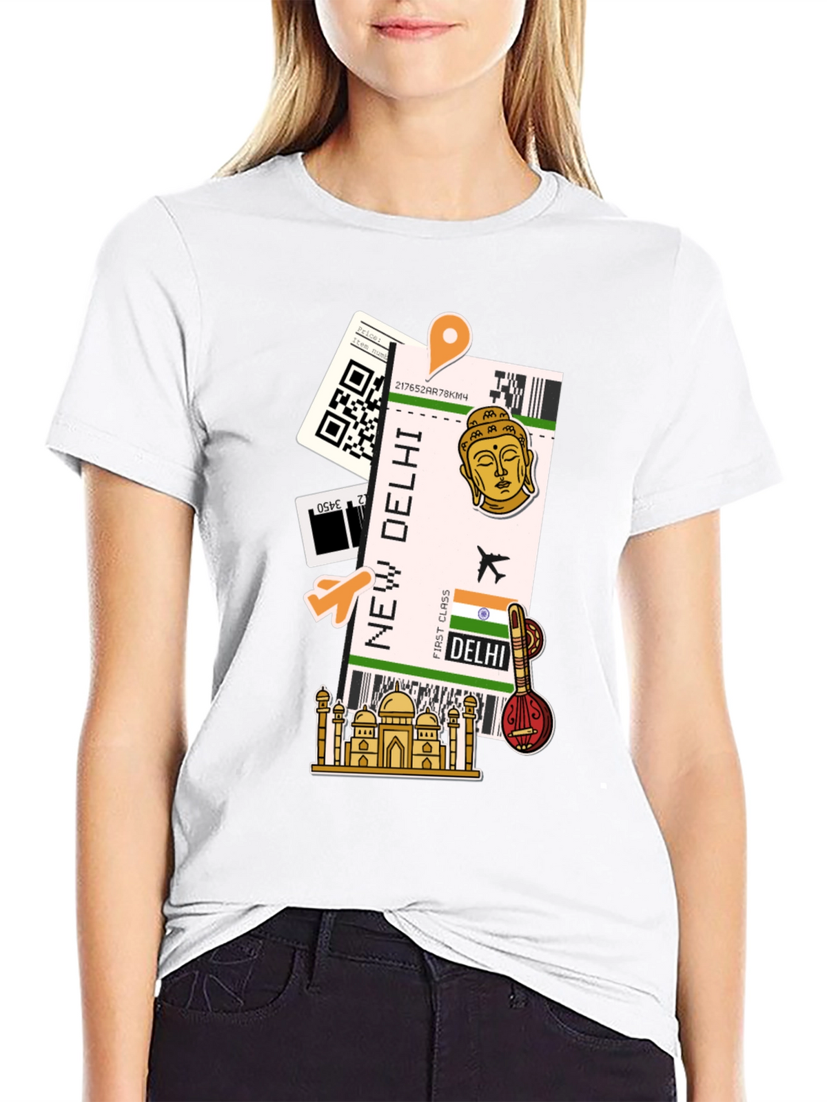 New Delhi Travel Ticket Graphic Tee