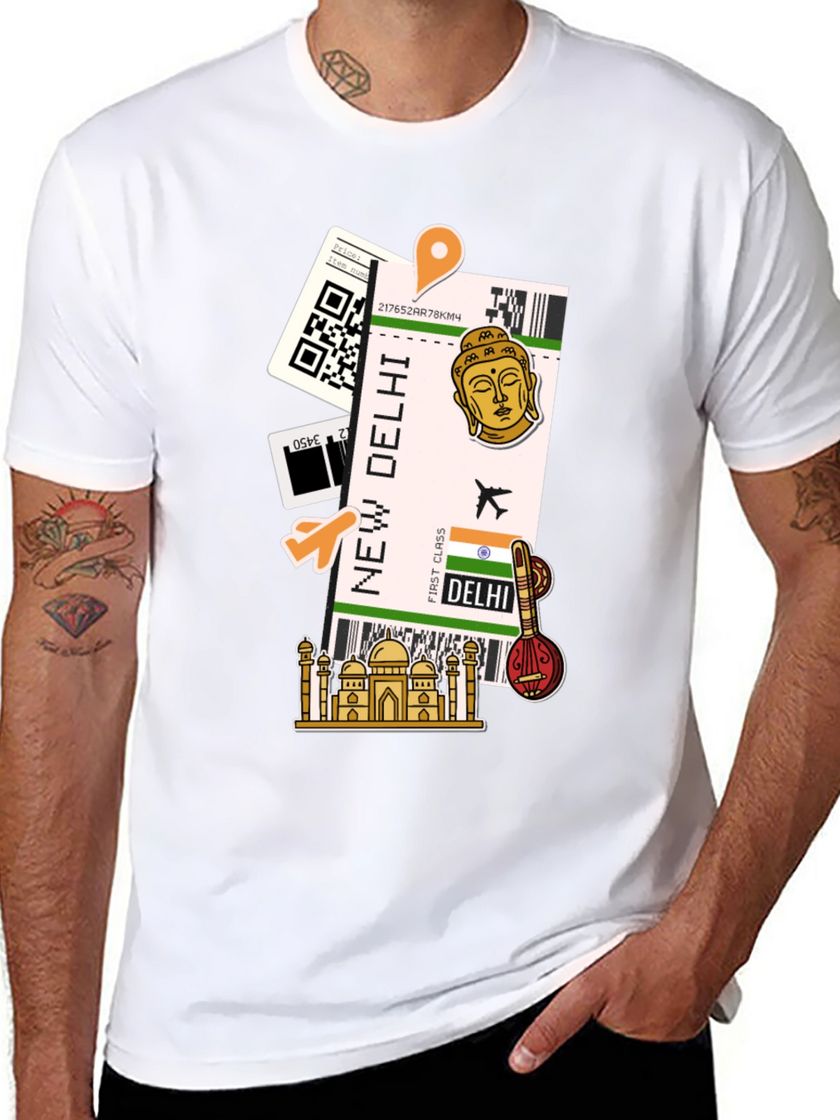 New Delhi Travel Ticket Graphic Tee