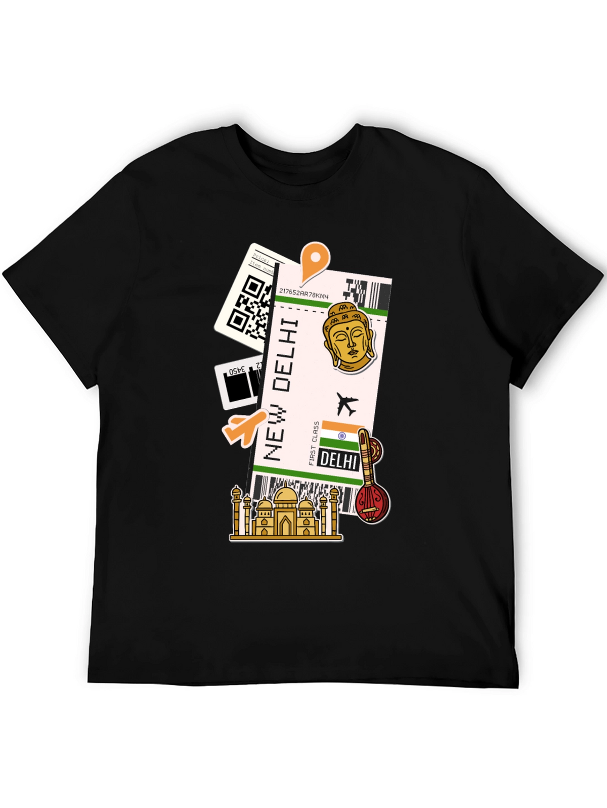 New Delhi Travel Ticket Graphic Tee