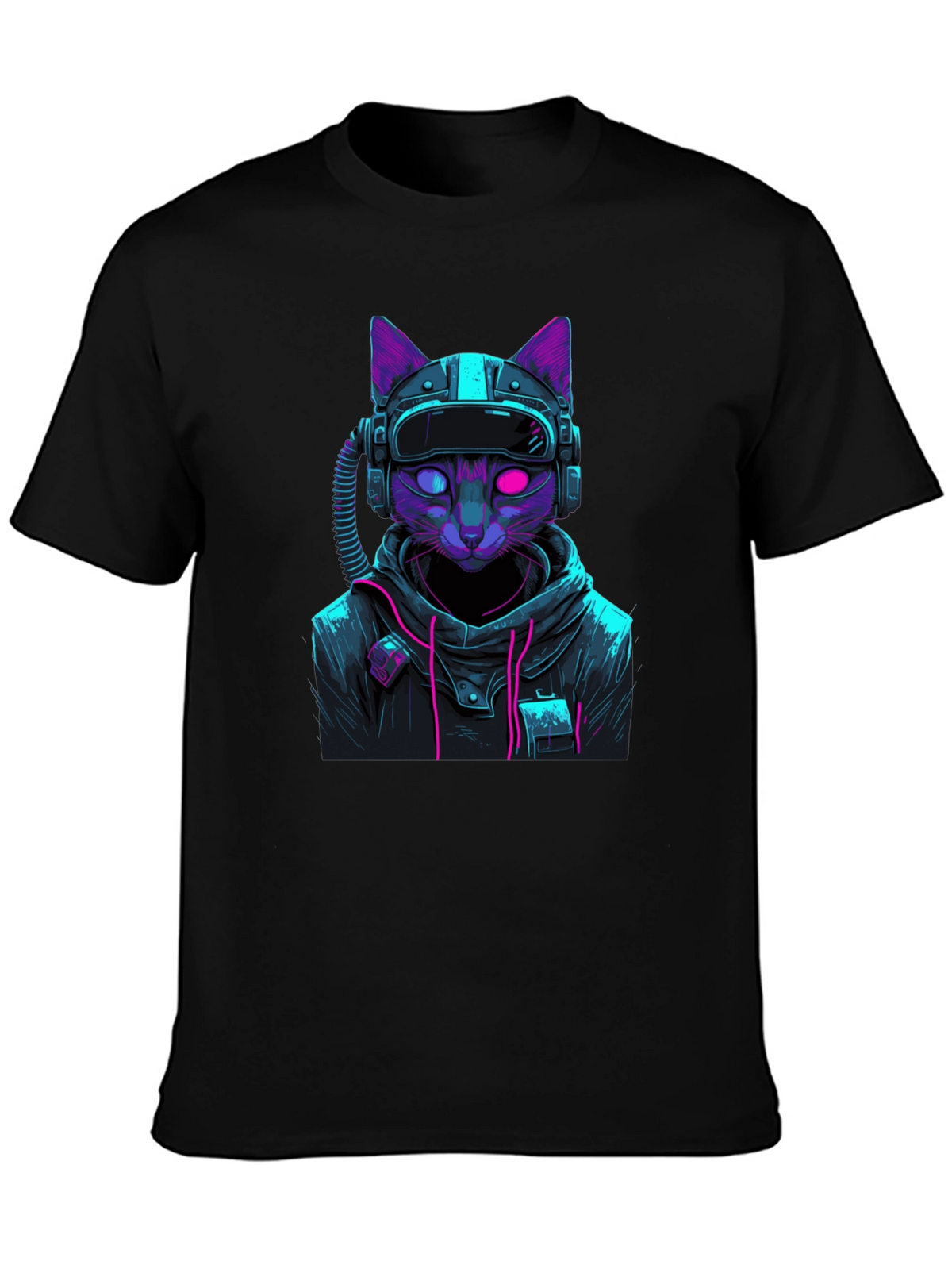 Cyberpunk Cat T-Shirt - Futuristic Style