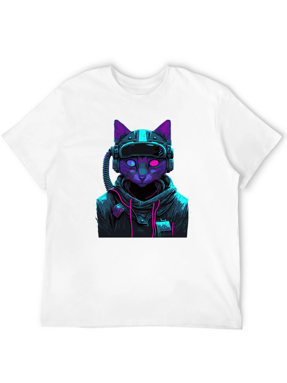Cyberpunk Cat T-Shirt - Futuristic Style
