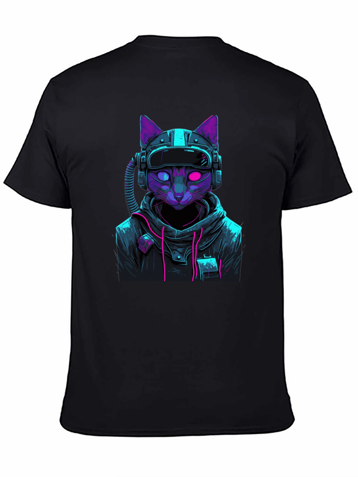 Cyberpunk Cat T-Shirt - Futuristic Style