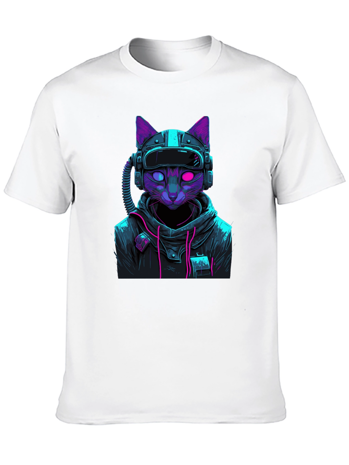 Cyberpunk Cat T-Shirt - Futuristic Style