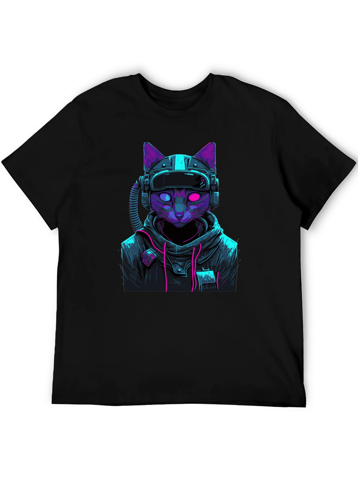 Cyberpunk Cat T-Shirt - Futuristic Style