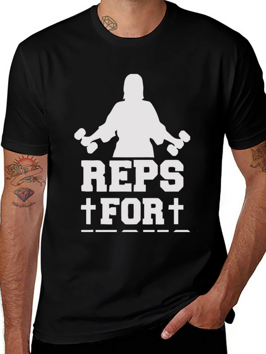 Reps For Jesus T-Shirt - Black Cotton Workout Top