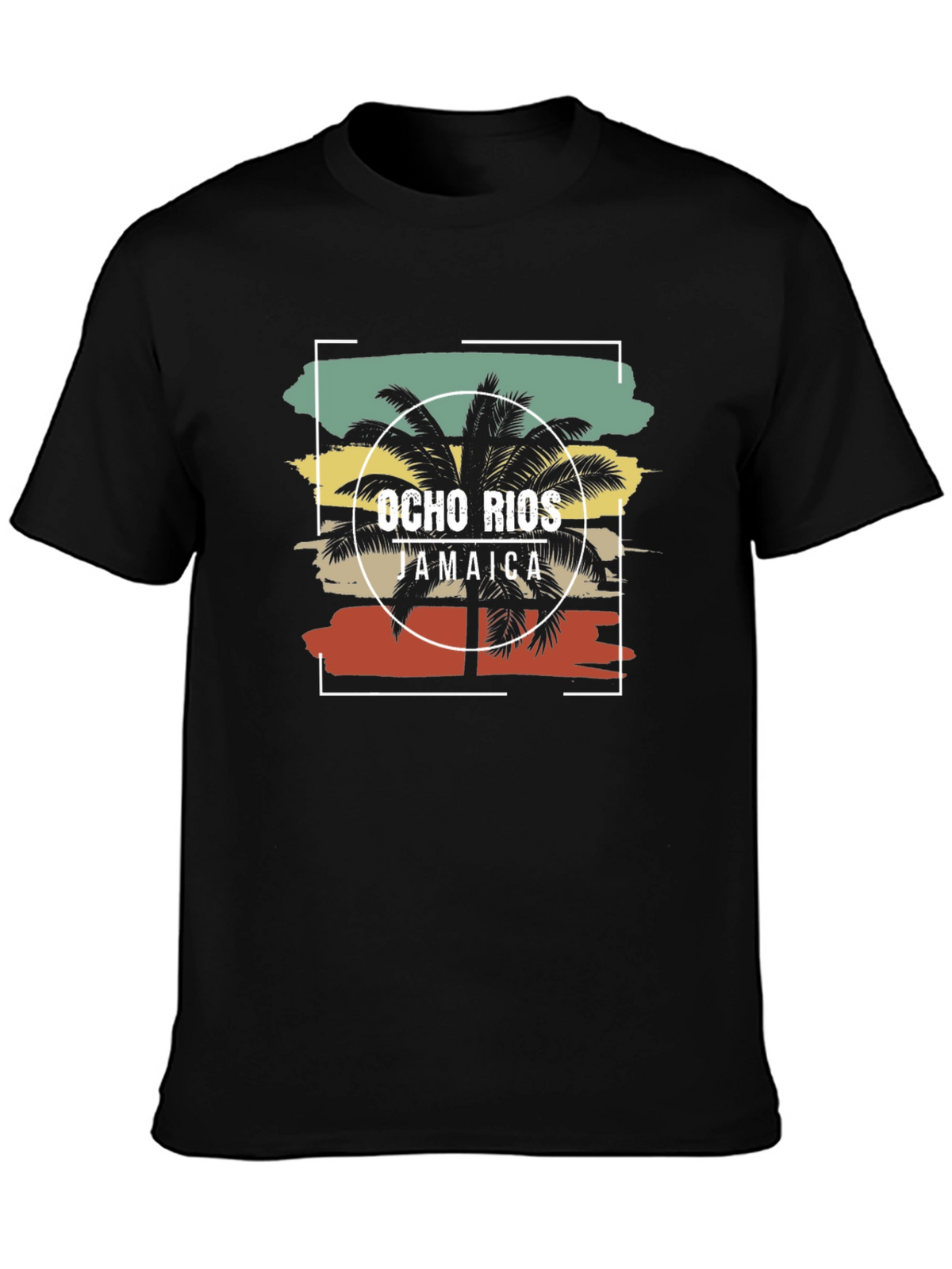 Ocho Rios Jamaica Palm Tree Black T-Shirt