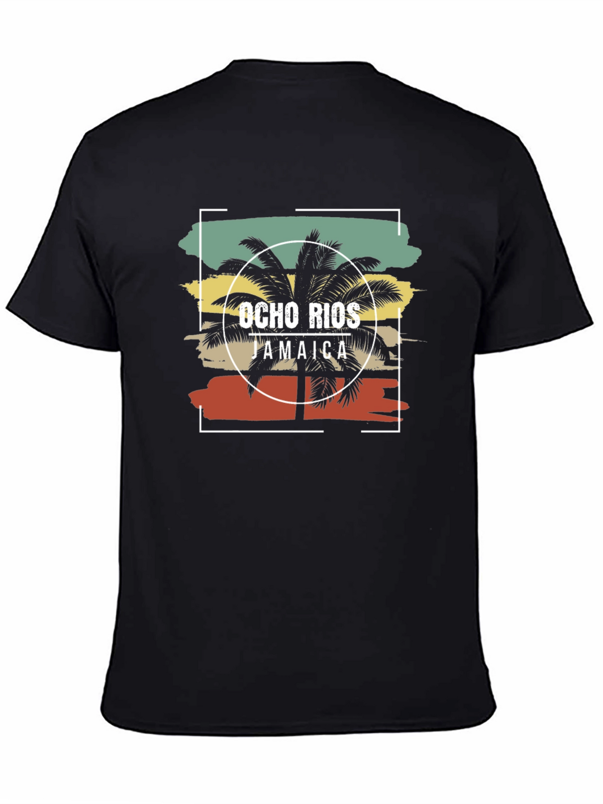 Ocho Rios Jamaica Palm Tree Black T-Shirt