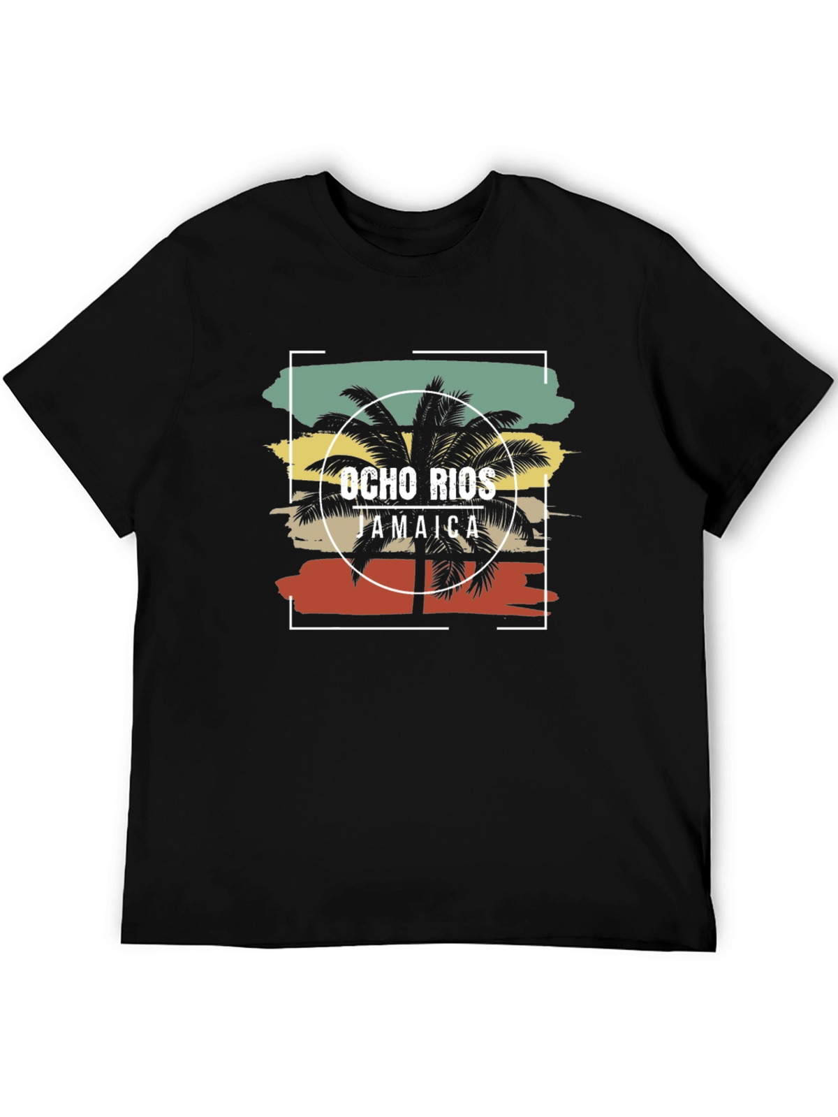 Ocho Rios Jamaica Palm Tree Black T-Shirt