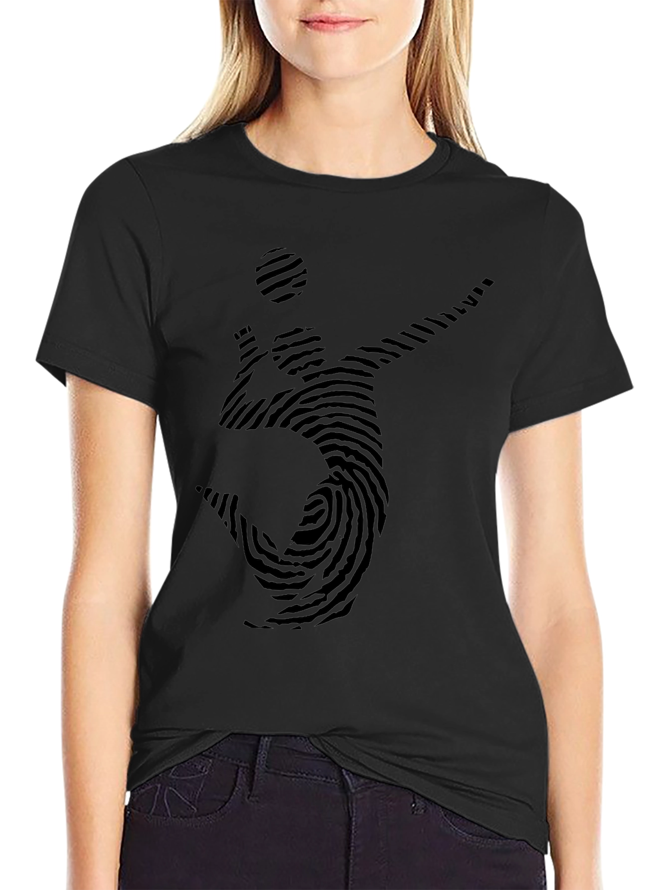 Volleyball Fingerprint Graphic Tee - Stylish Mens Black T-Shirt