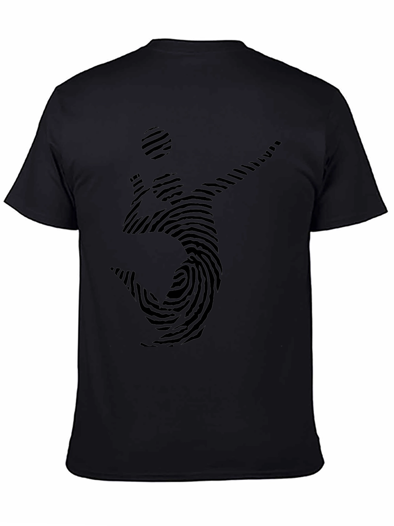 Volleyball Fingerprint Graphic Tee - Stylish Mens Black T-Shirt