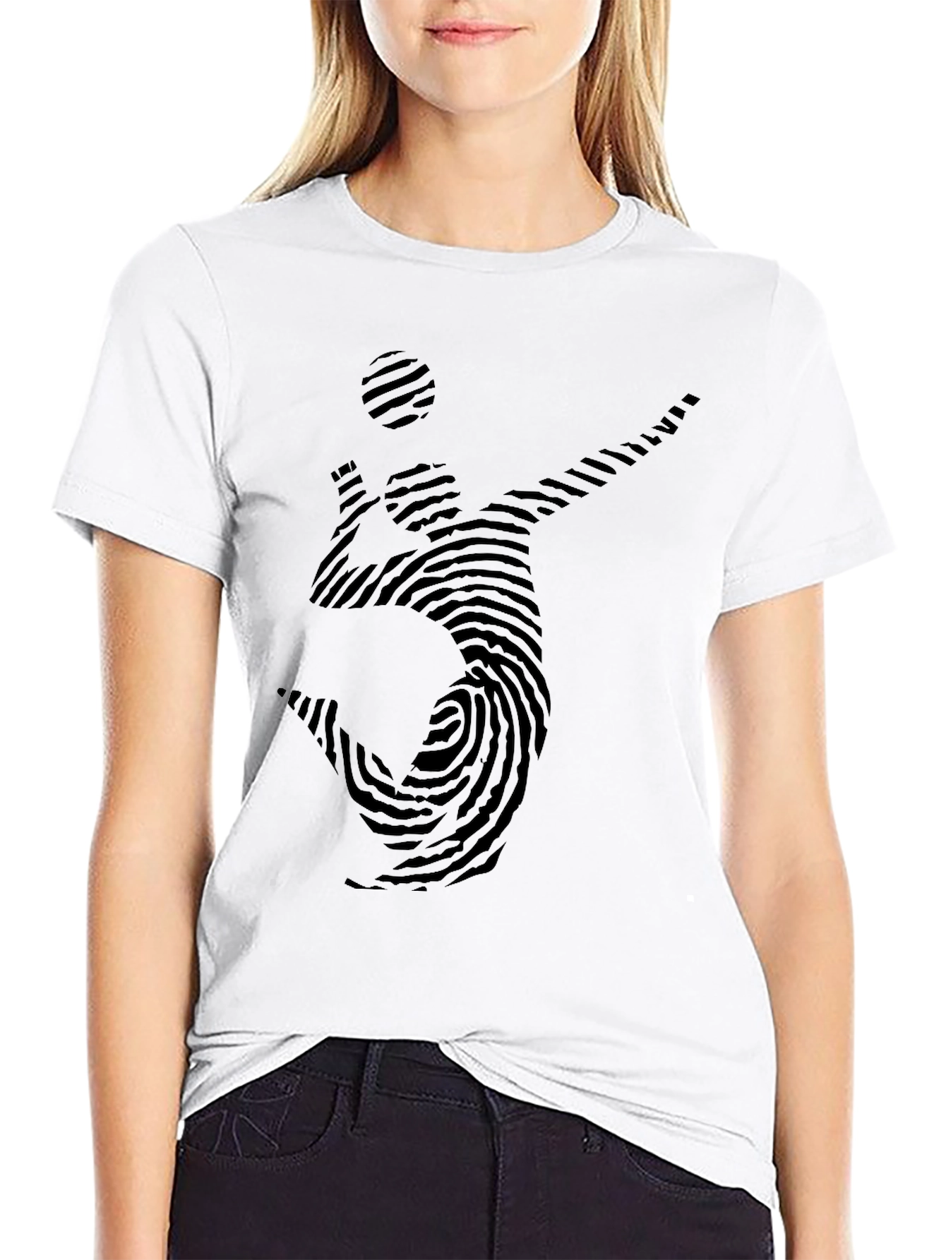 Volleyball Fingerprint Graphic Tee - Stylish Mens Black T-Shirt