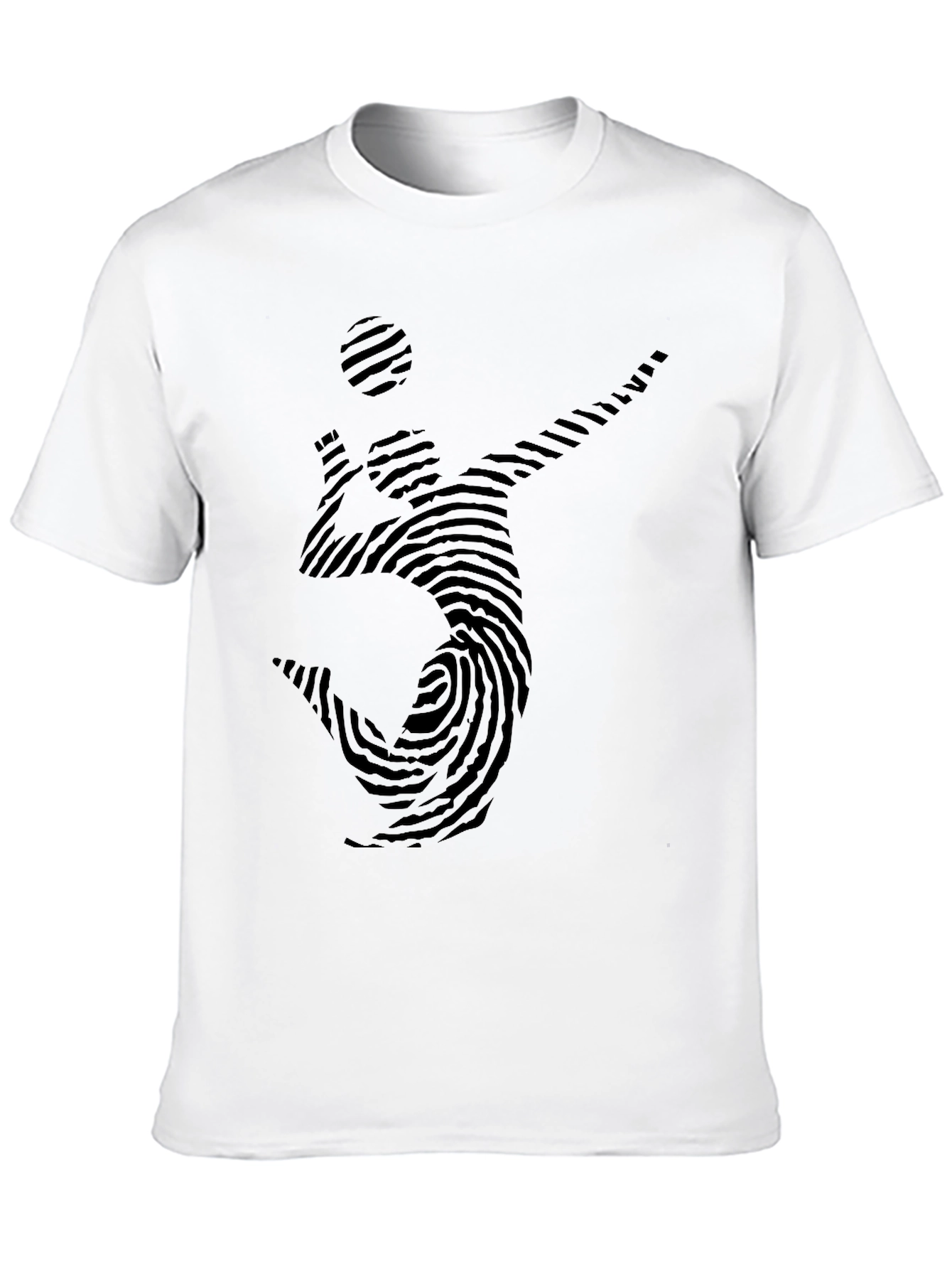 Volleyball Fingerprint Graphic Tee - Stylish Mens Black T-Shirt