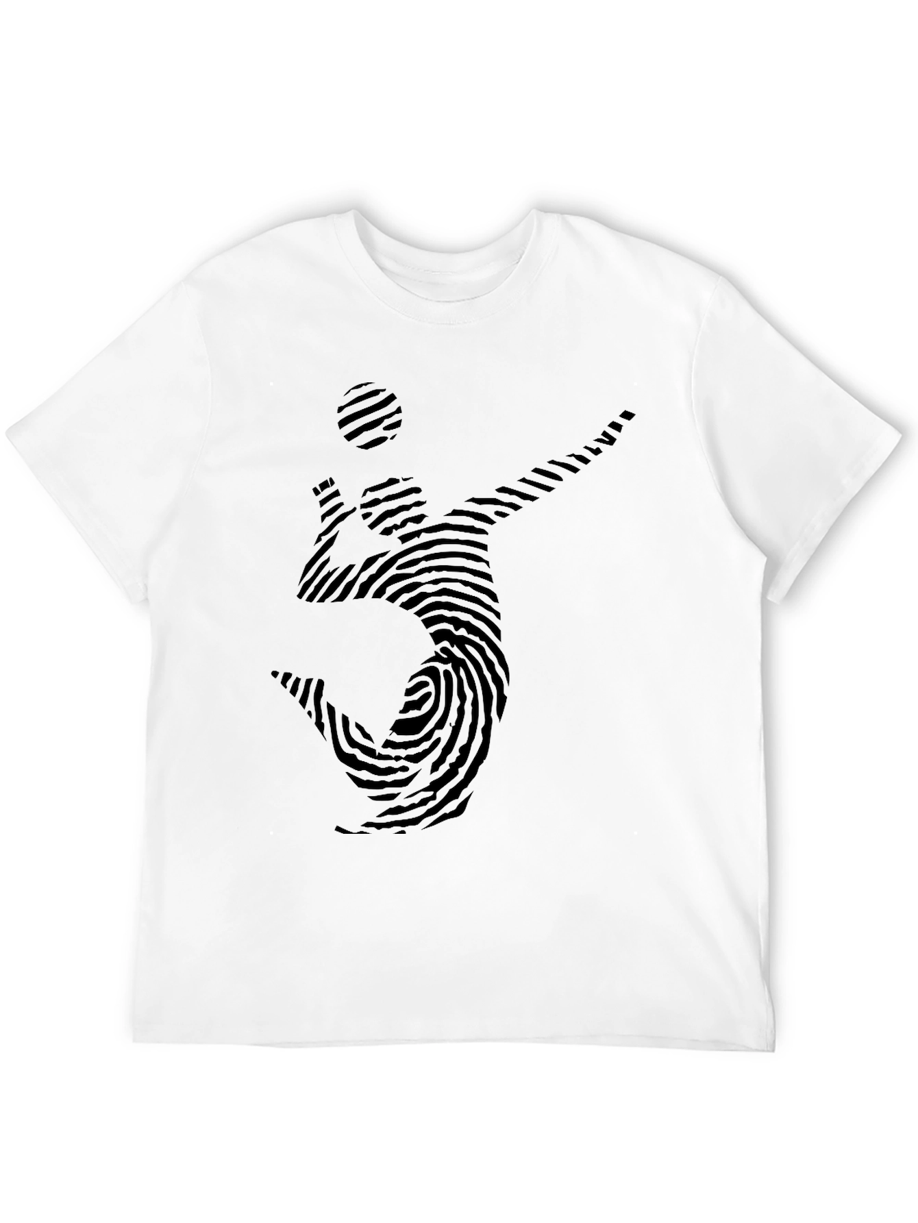 Volleyball Fingerprint Graphic Tee - Stylish Mens Black T-Shirt