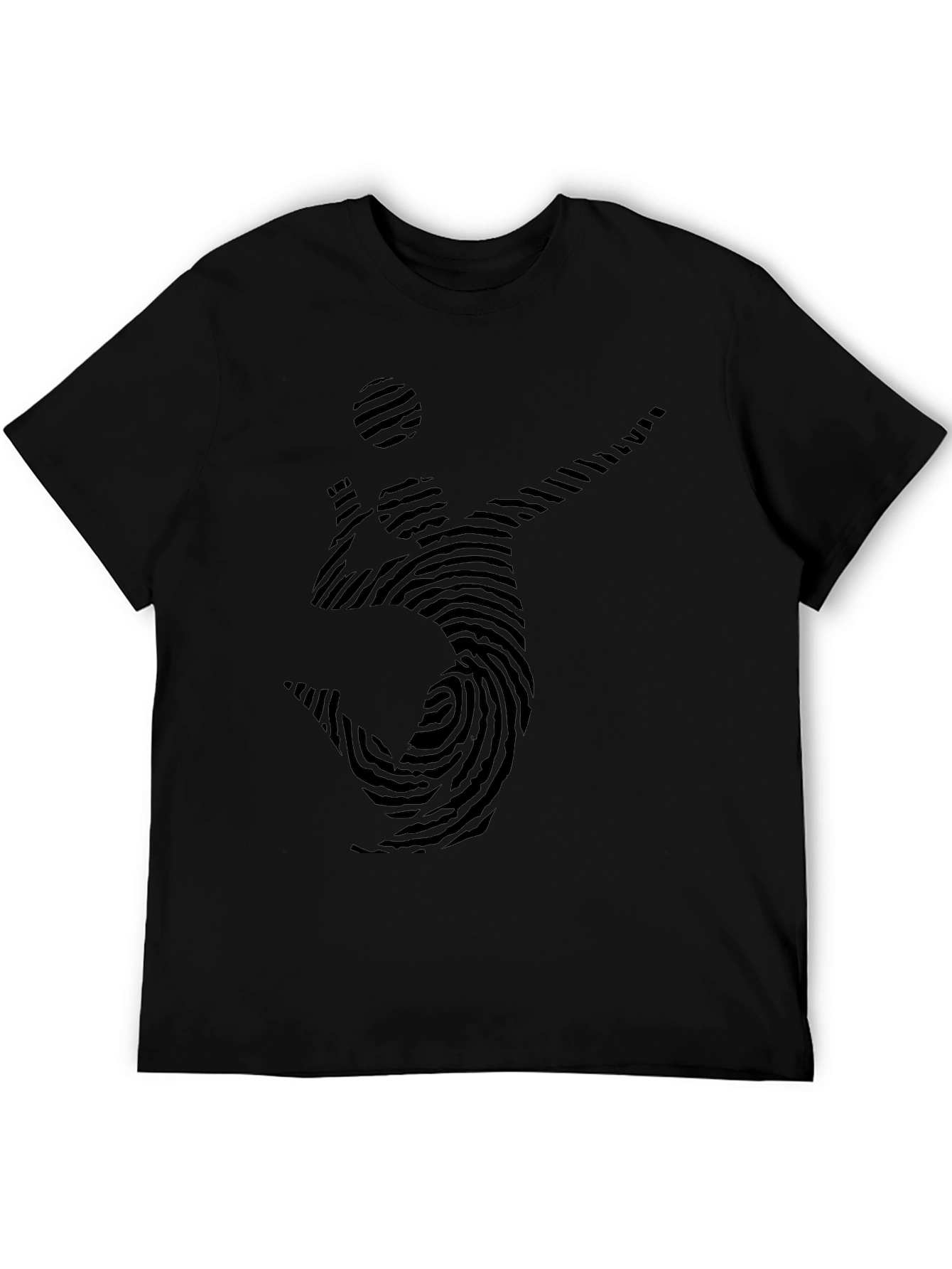 Volleyball Fingerprint Graphic Tee - Stylish Mens Black T-Shirt