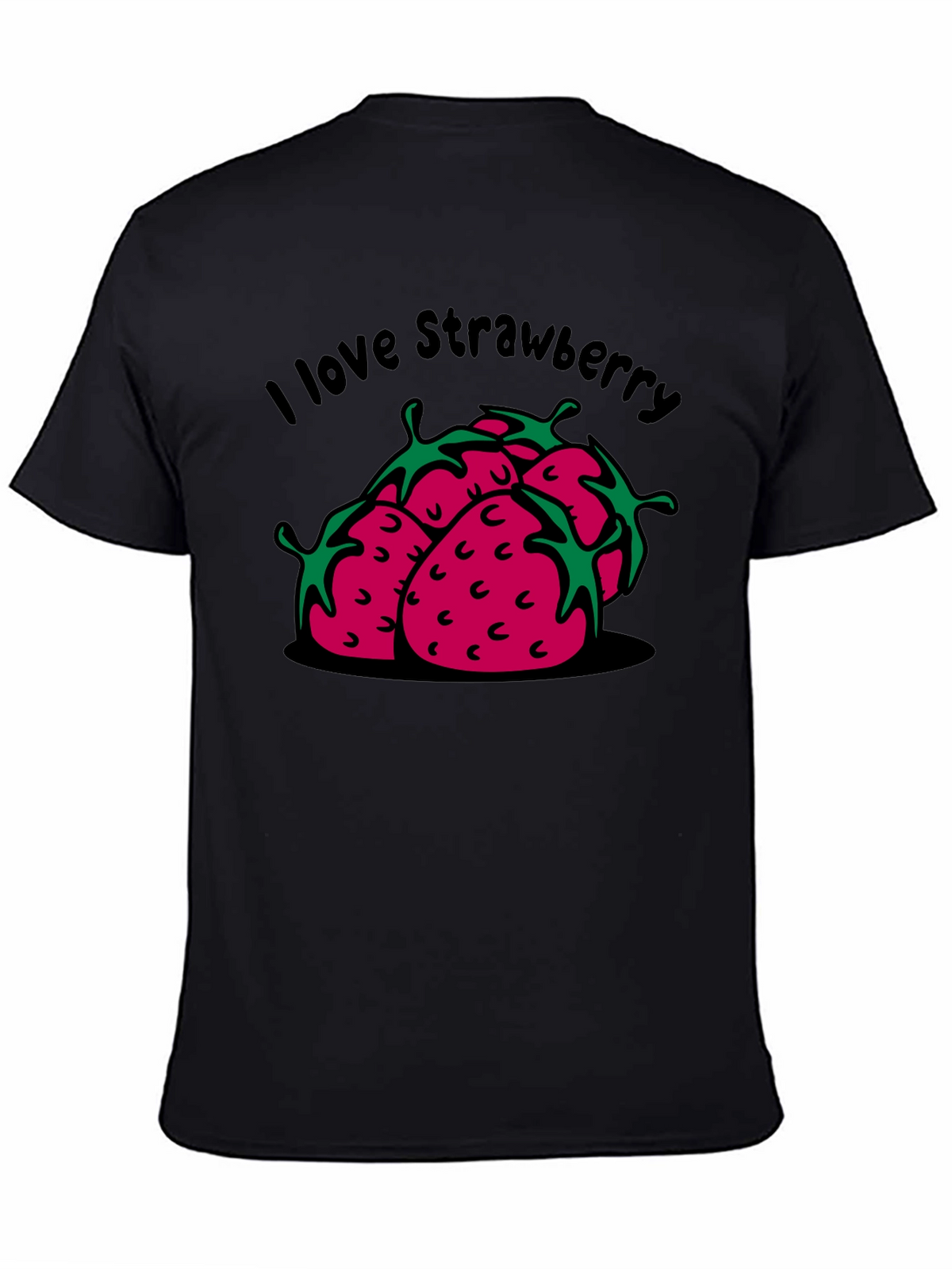 I Love Strawberry Black Graphic T-Shirt