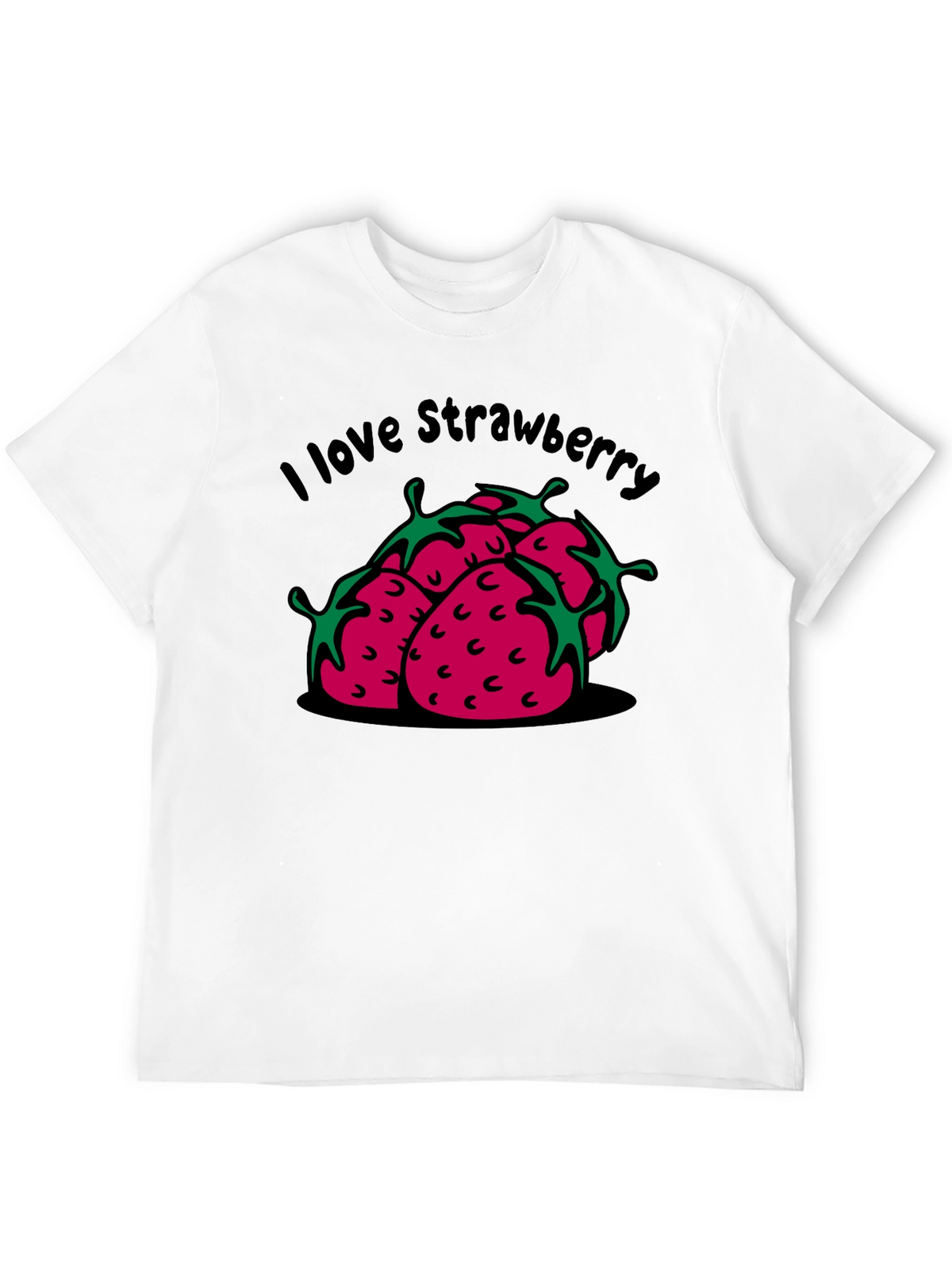 I Love Strawberry Black Graphic T-Shirt