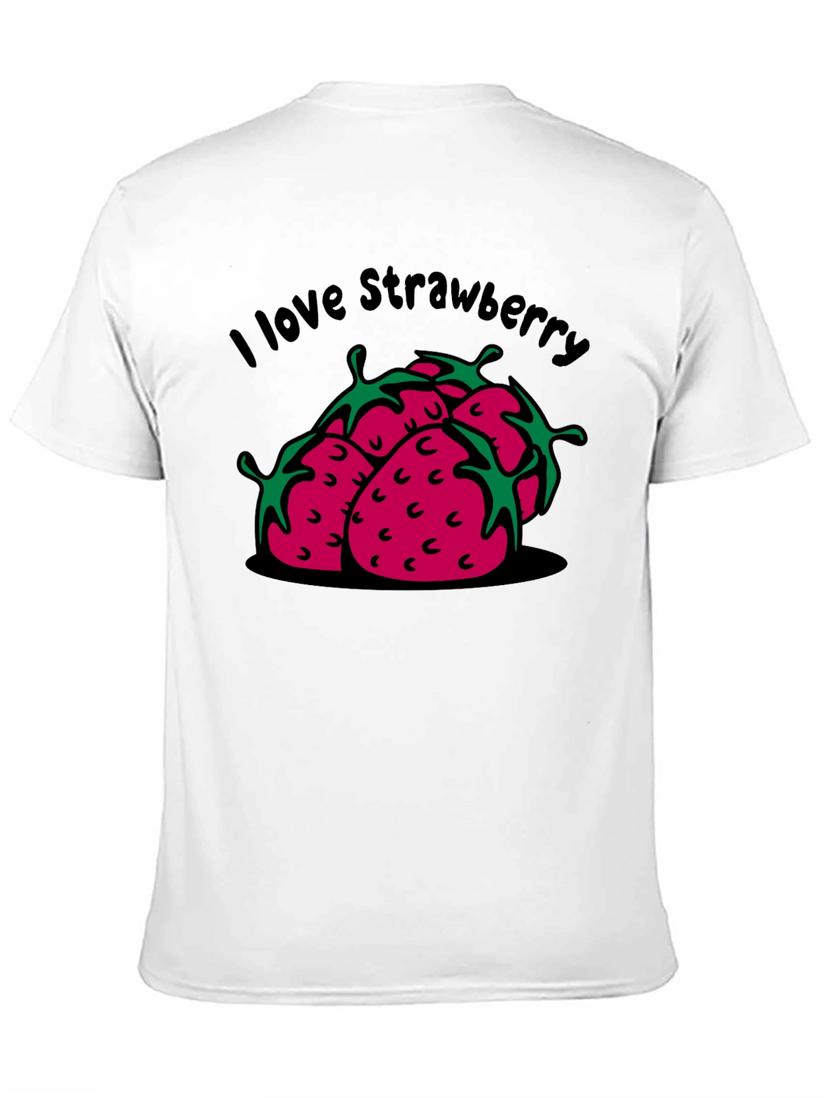I Love Strawberry Black Graphic T-Shirt