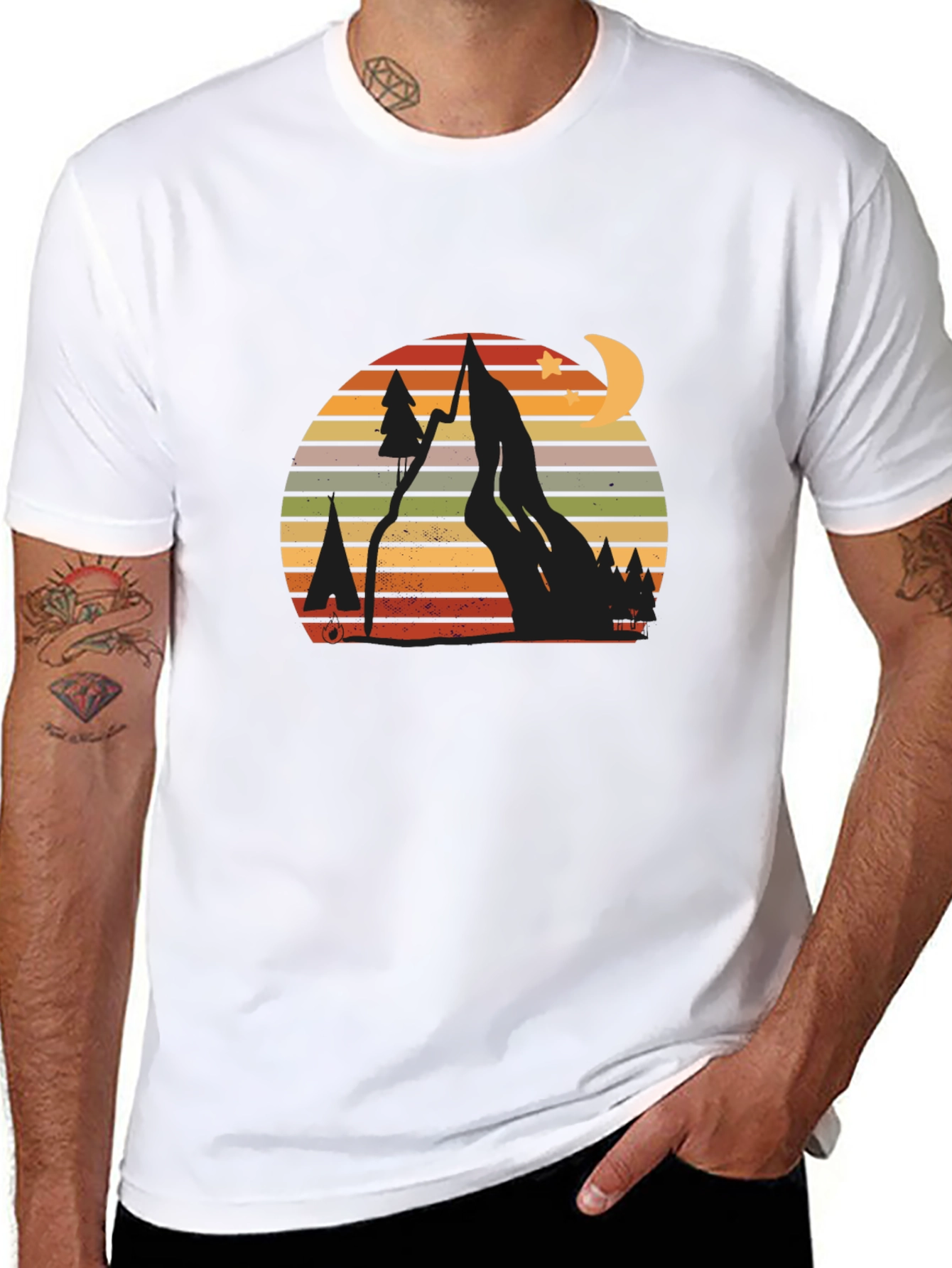 Retro Mountain Scene Graphic T-Shirt