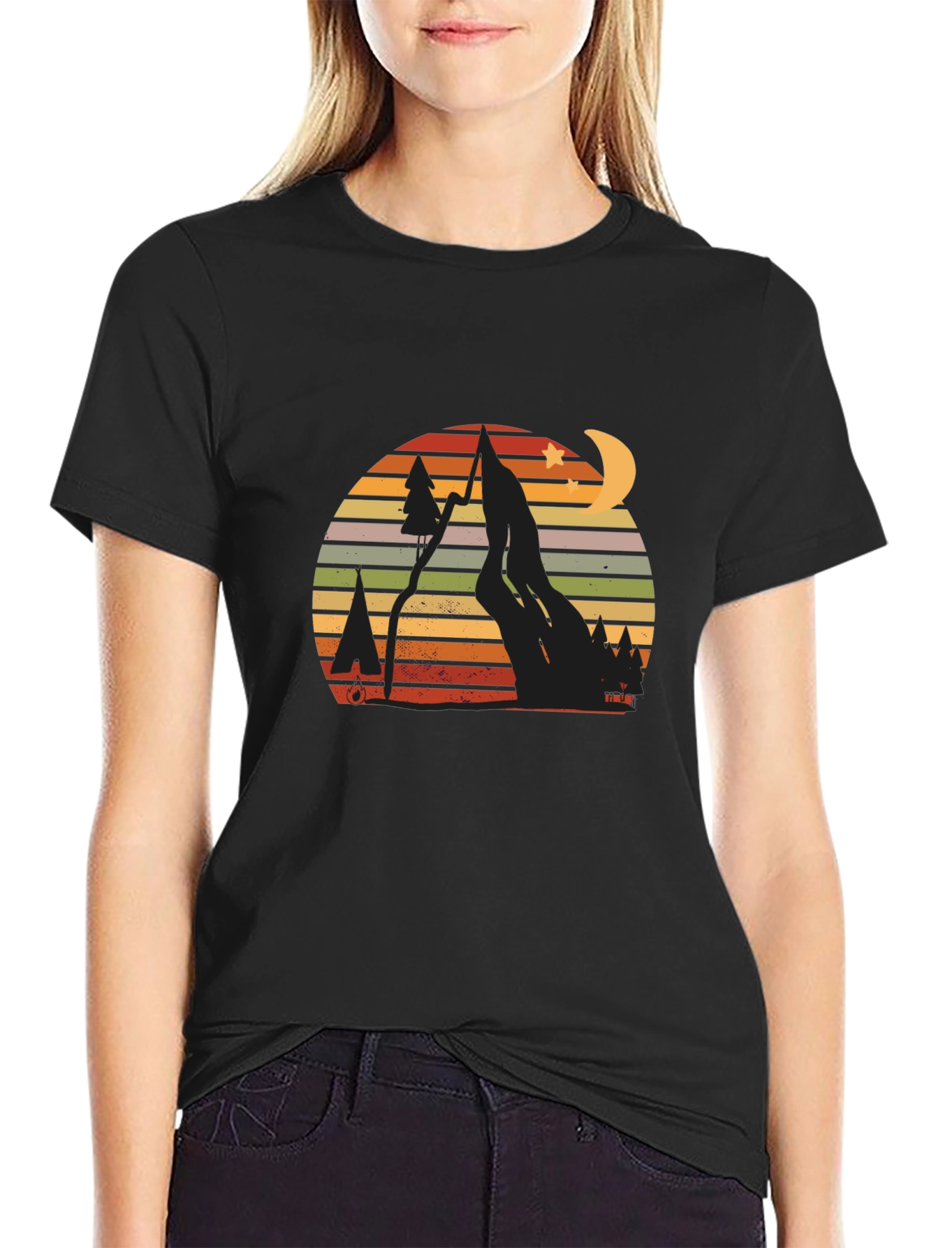 Retro Mountain Scene Graphic T-Shirt