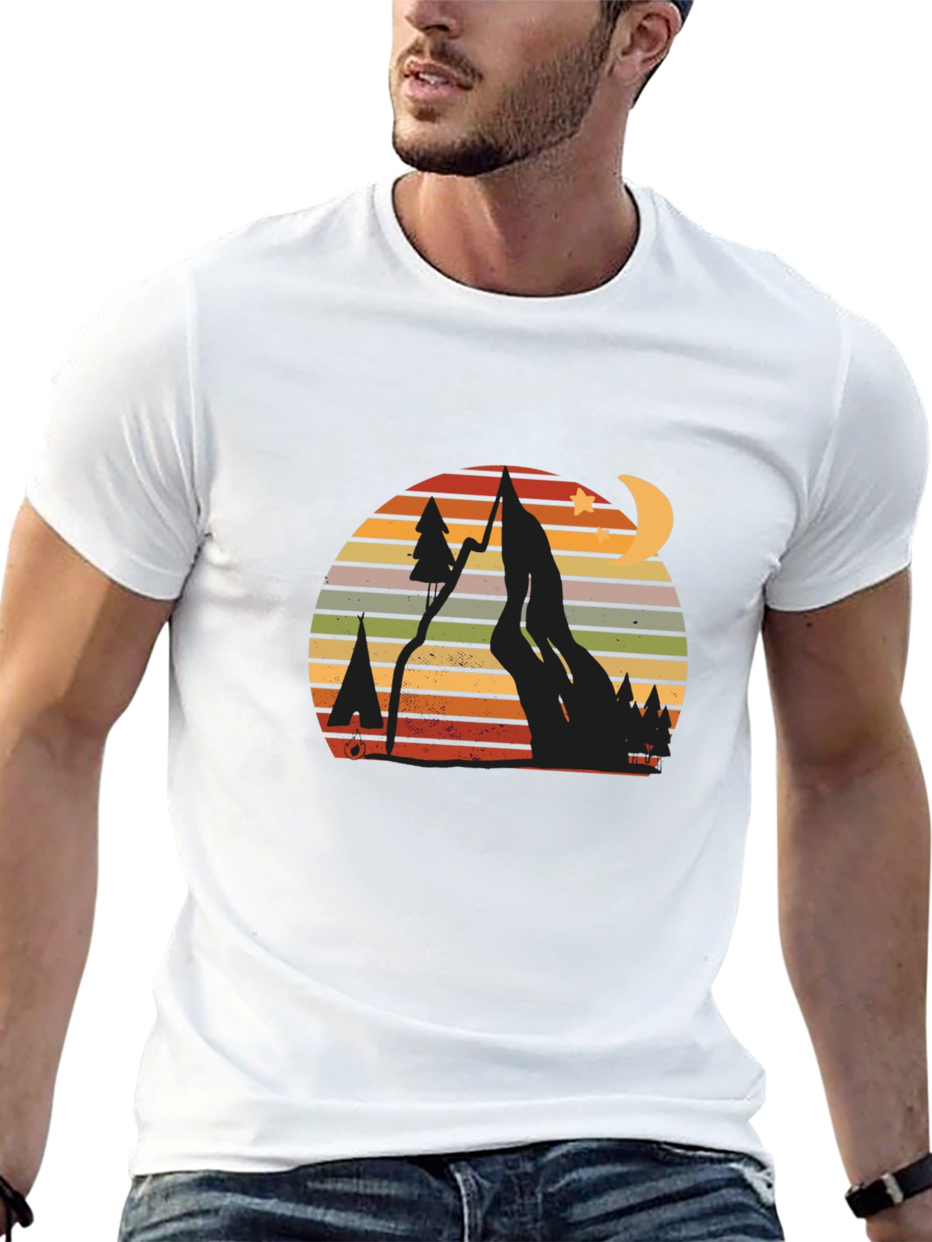 Retro Mountain Scene Graphic T-Shirt