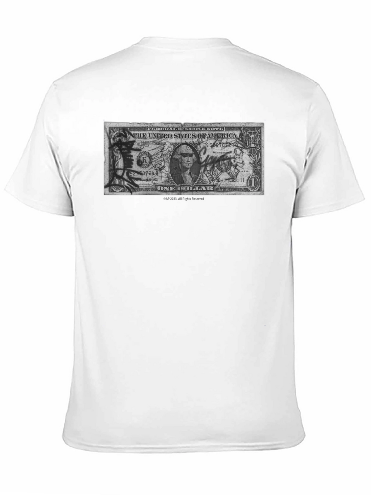 Artistic Dollar Bill Graphic Tee - Black