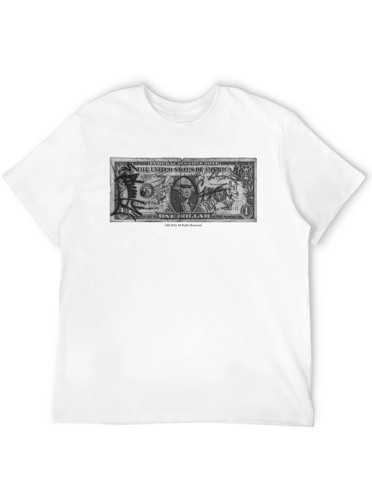 Artistic Dollar Bill Graphic Tee - Black