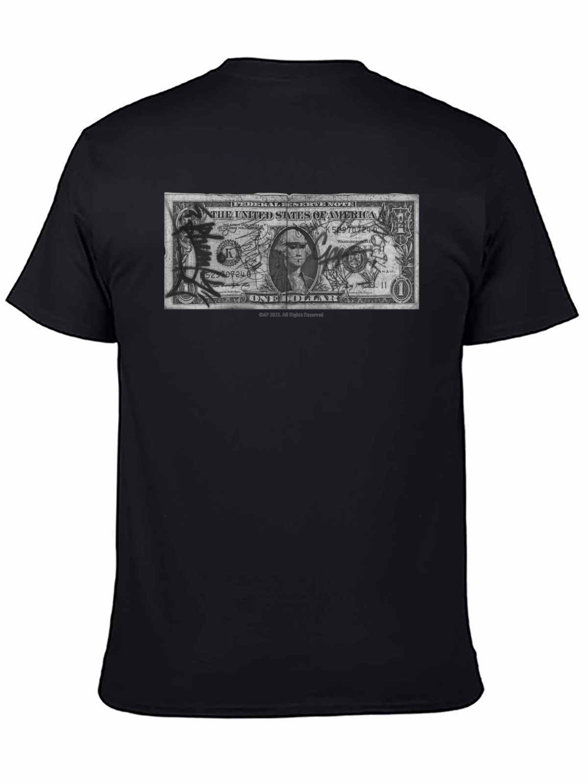 Artistic Dollar Bill Graphic Tee - Black
