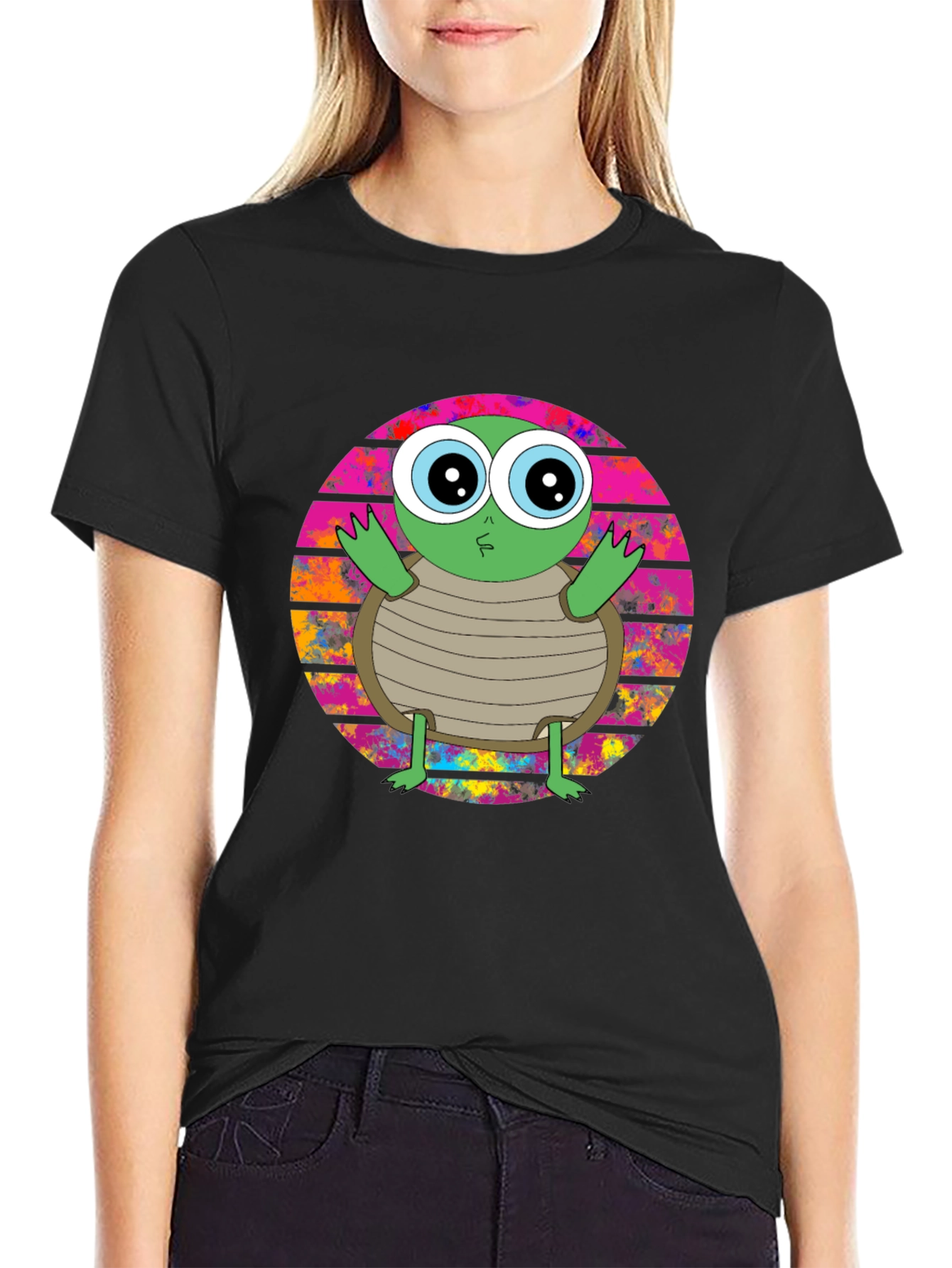 Cute Turtle Graphic T-Shirt - Unisex Black Tee