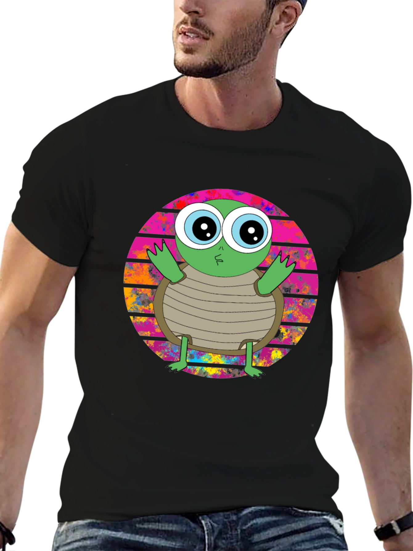 Cute Turtle Graphic T-Shirt - Unisex Black Tee