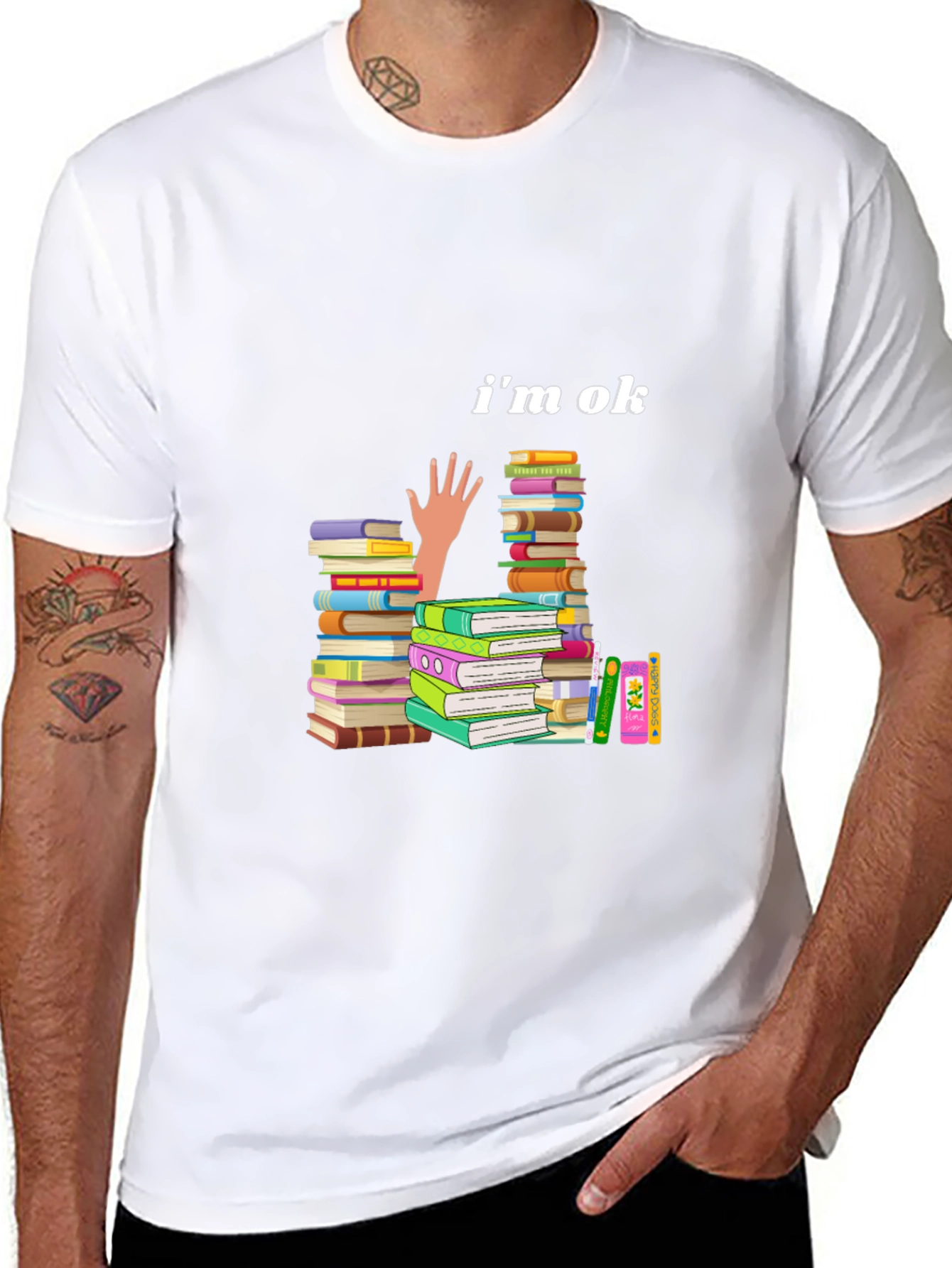 Im OK Book Stack T-Shirt