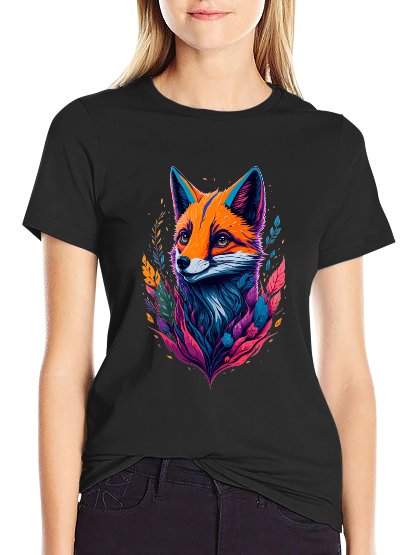 Stylish Black T-shirt with Fox Graphic