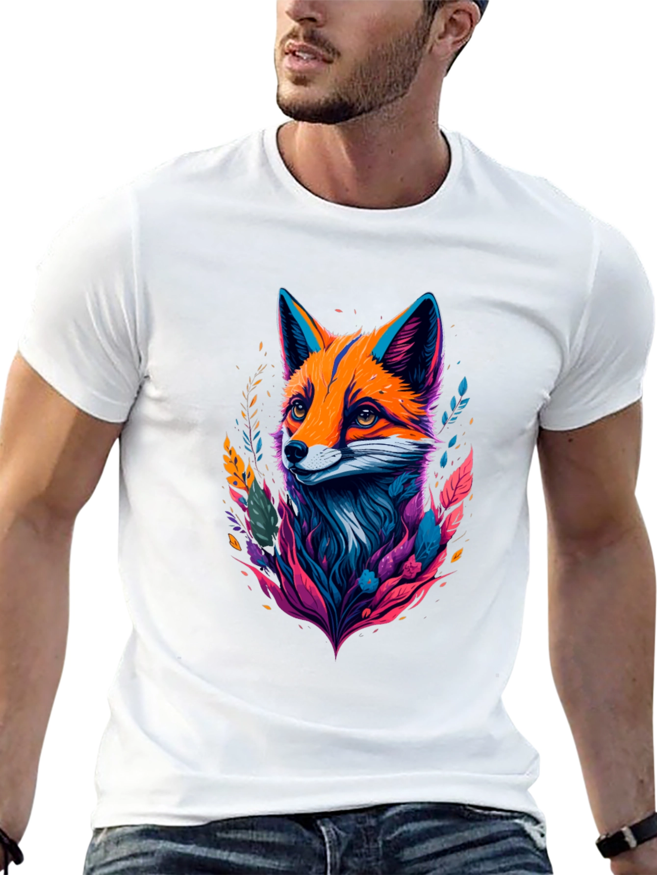Stylish Black T-shirt with Fox Graphic