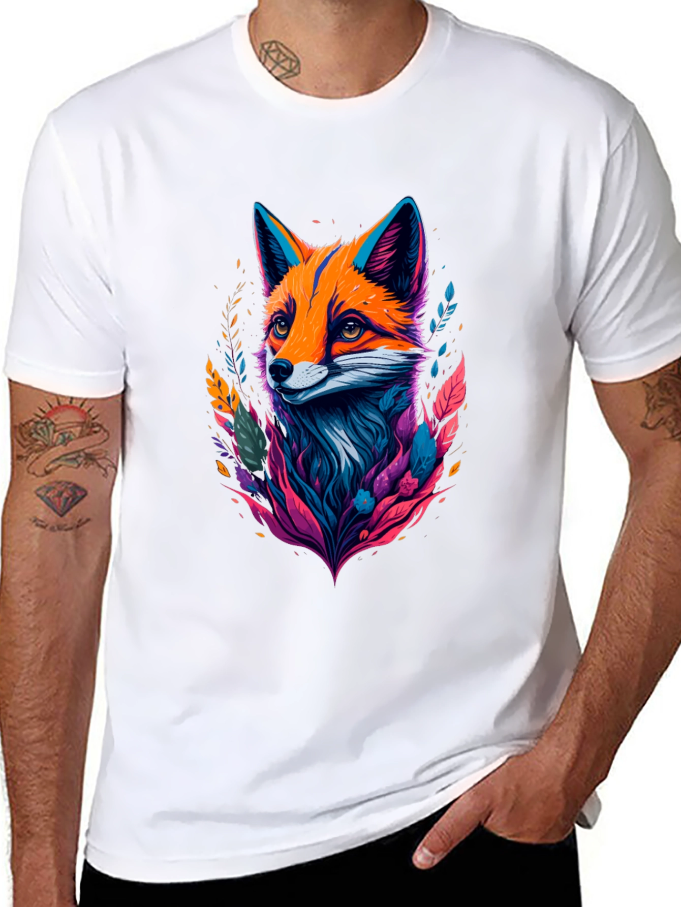 Stylish Black T-shirt with Fox Graphic