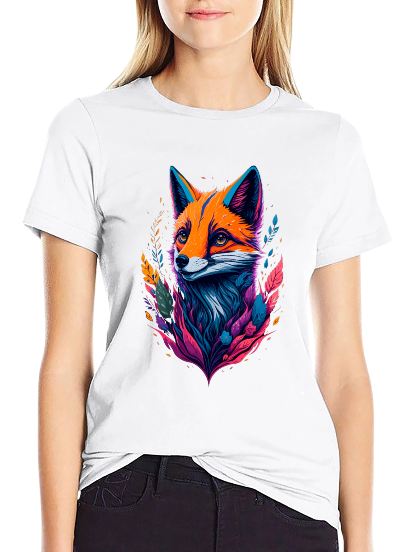 Stylish Black T-shirt with Fox Graphic