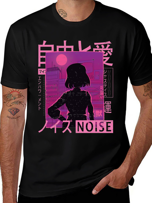 Cyberpunk Anime Style T-Shirt - Japanese Text Design