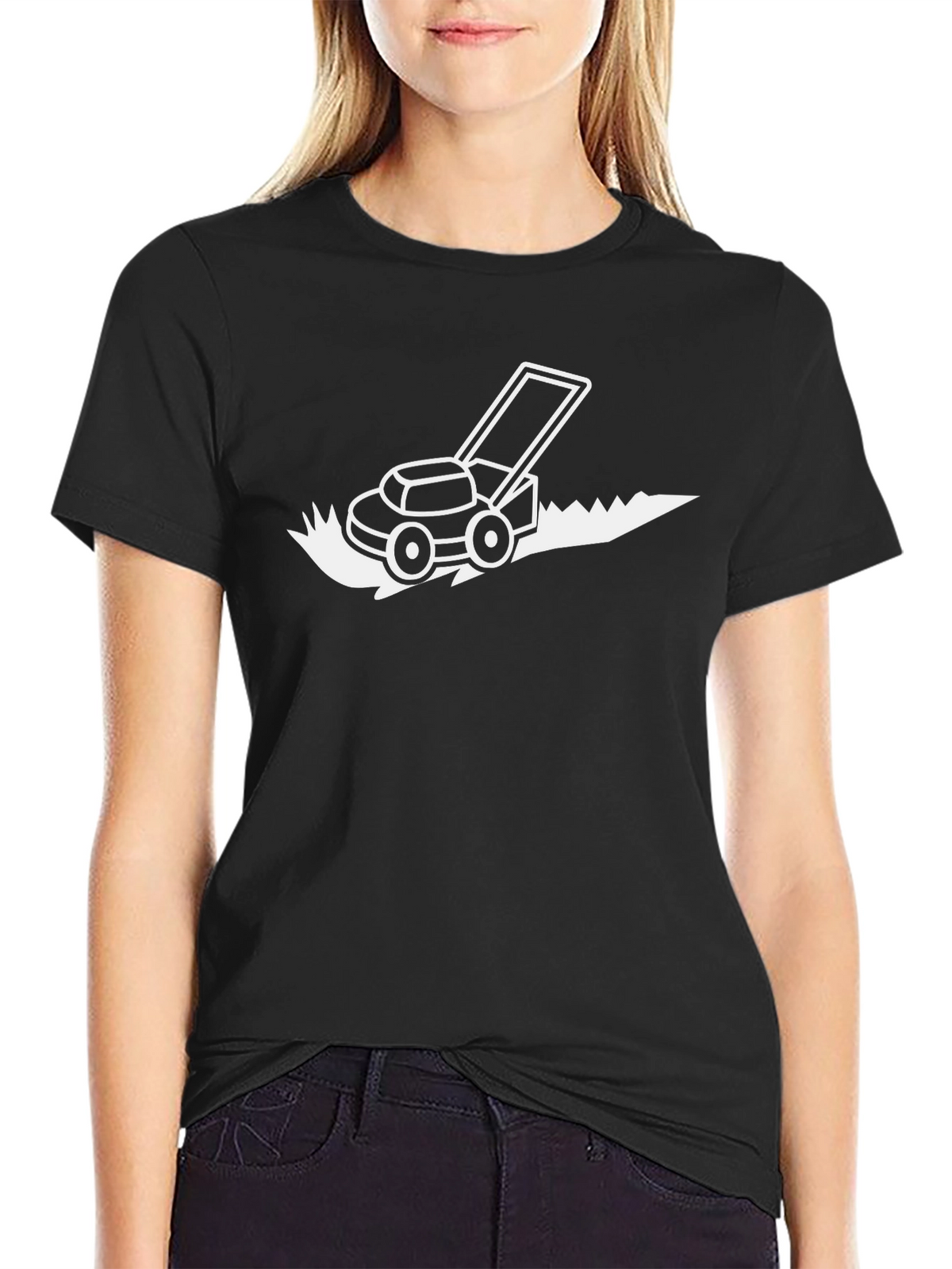 Lawn Mower Graphic Tee - Black Cotton Shirt