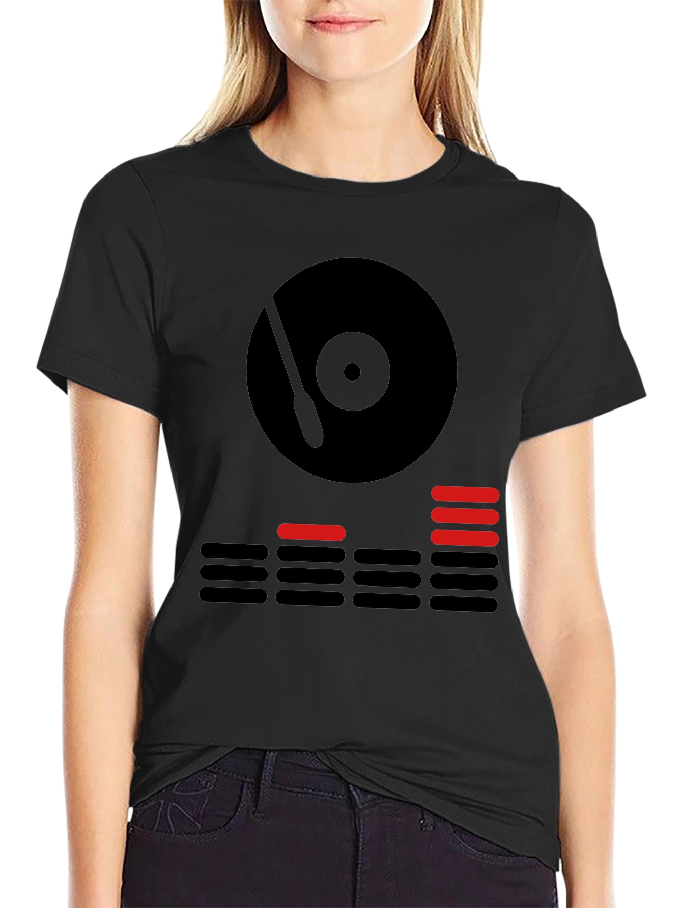 DJ Turntable Graphic Tee - Black Cotton T-Shirt