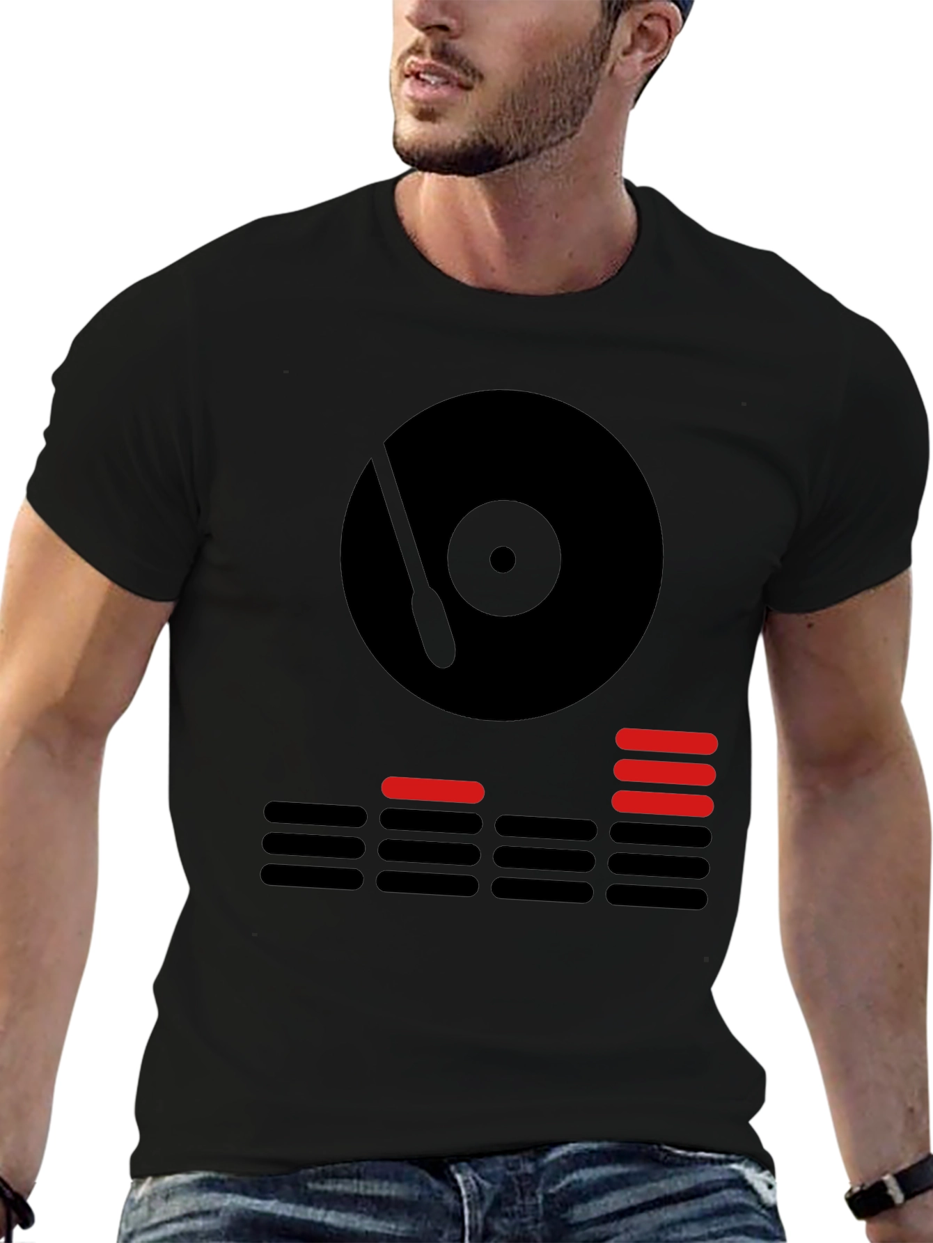 DJ Turntable Graphic Tee - Black Cotton T-Shirt