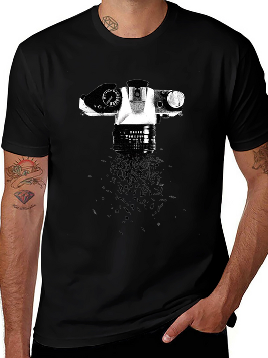 Vintage Camera Graphic T-Shirt - Black