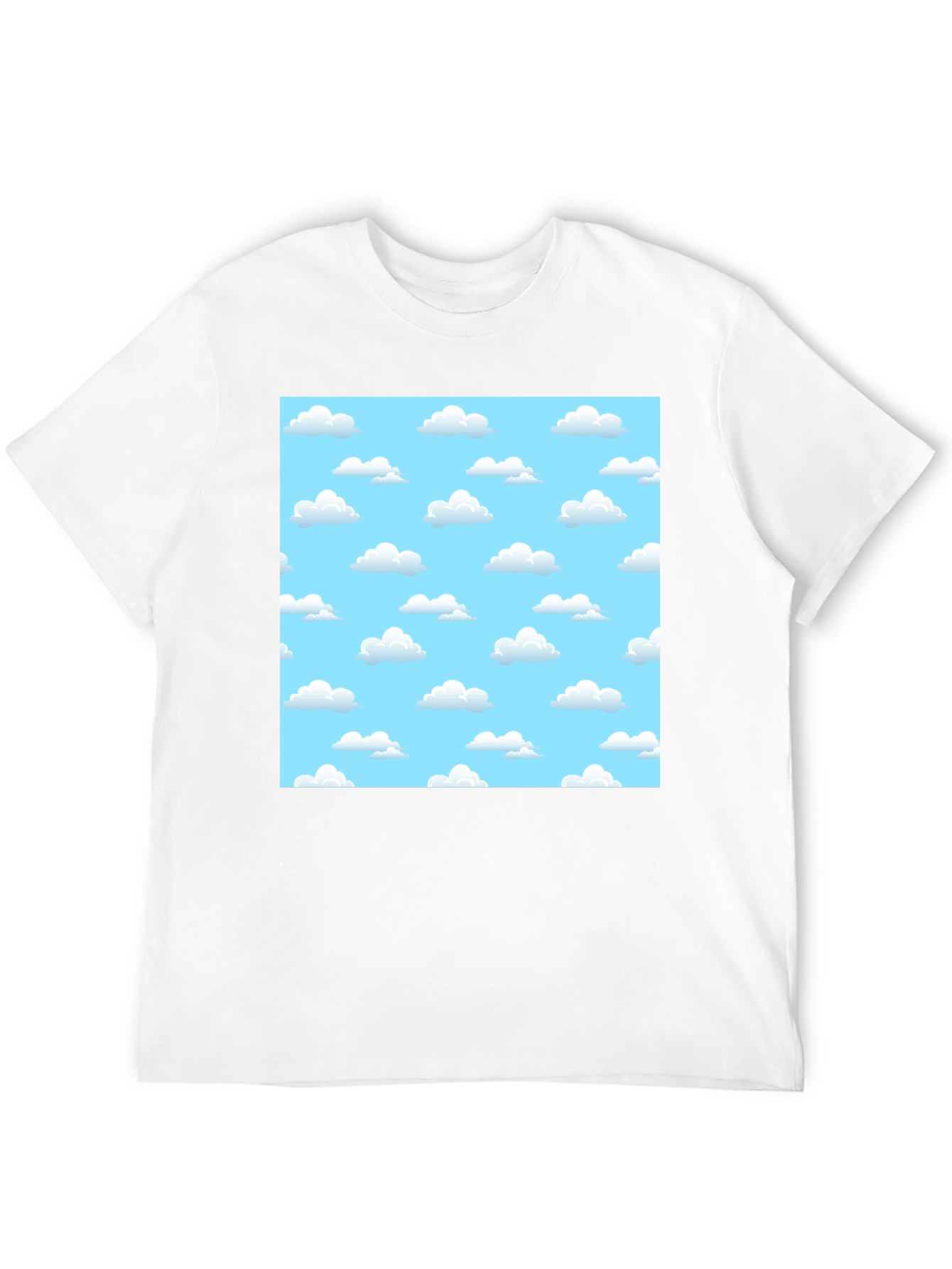 Cartoon Cloud Print Black T-Shirt