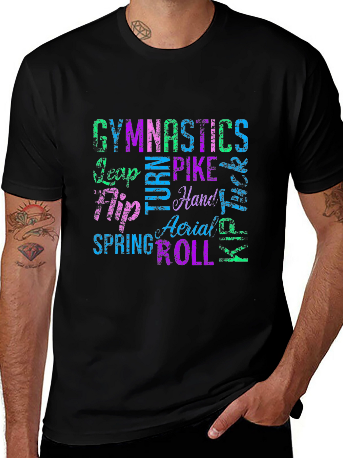 Gymnastics Words T-Shirt - Black
