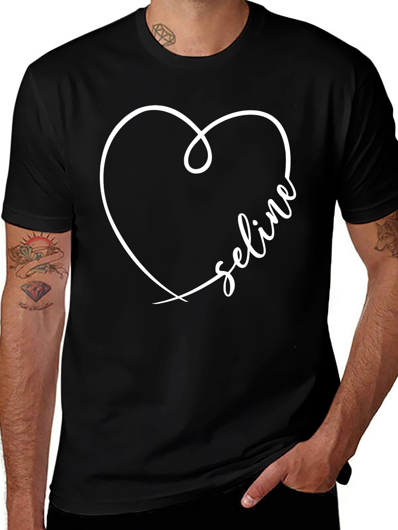Celine Heart Graphic Black T-Shirt