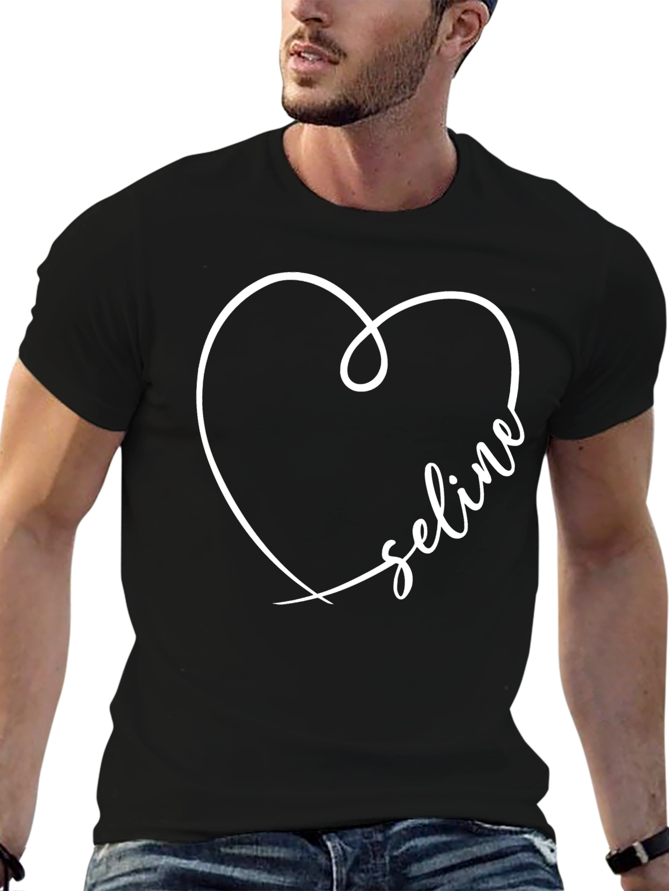 Celine Heart Graphic Black T-Shirt